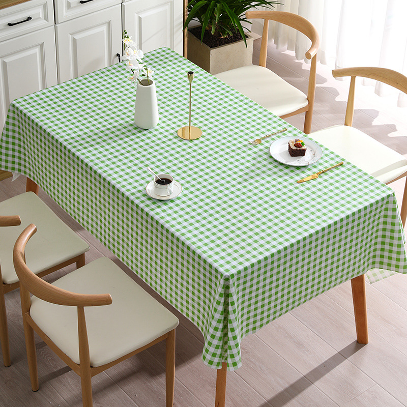 YL-38607 Custom Checkered Tablecloth Wholesale Waterproof Oil-proof Heat-resistant Wash-free Fresh Style Tablecloth