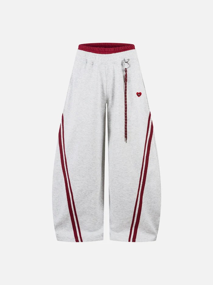 American Retro College Style Loose Fit with Double Waist Head Fake Bathroom Pants for Sports Leisure Fashion