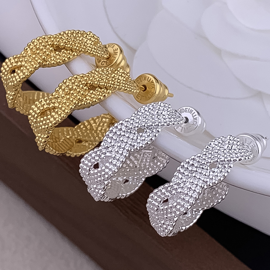 Designer Earrings Designer Earrings Women 18K Gold Plated Earring C Shape Woven Hoop Earrings Luxury Jewlery Designer for Women Elegant Free Shipping 