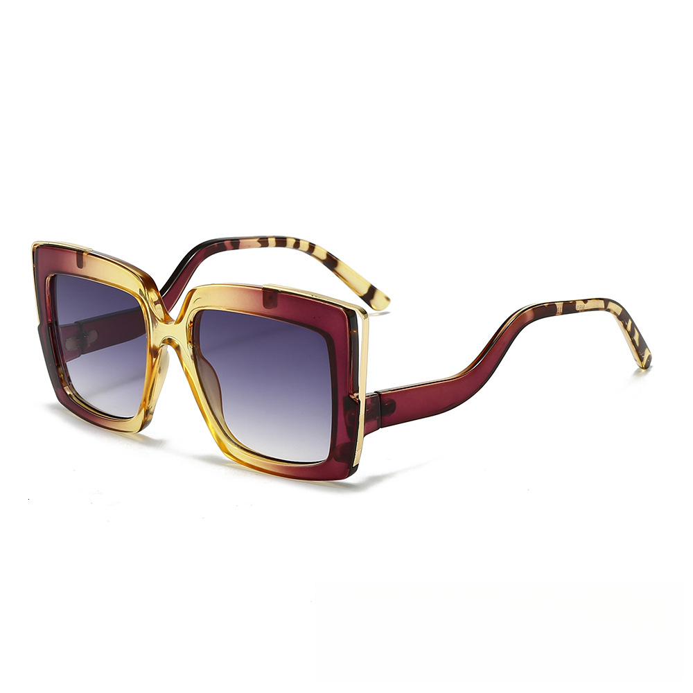Model Designer Ladies' Personalized Bent-leg Square Frame Fashionable Street Photography Sunglasses For Outdoor Use, Black Trend, Sun Protection 