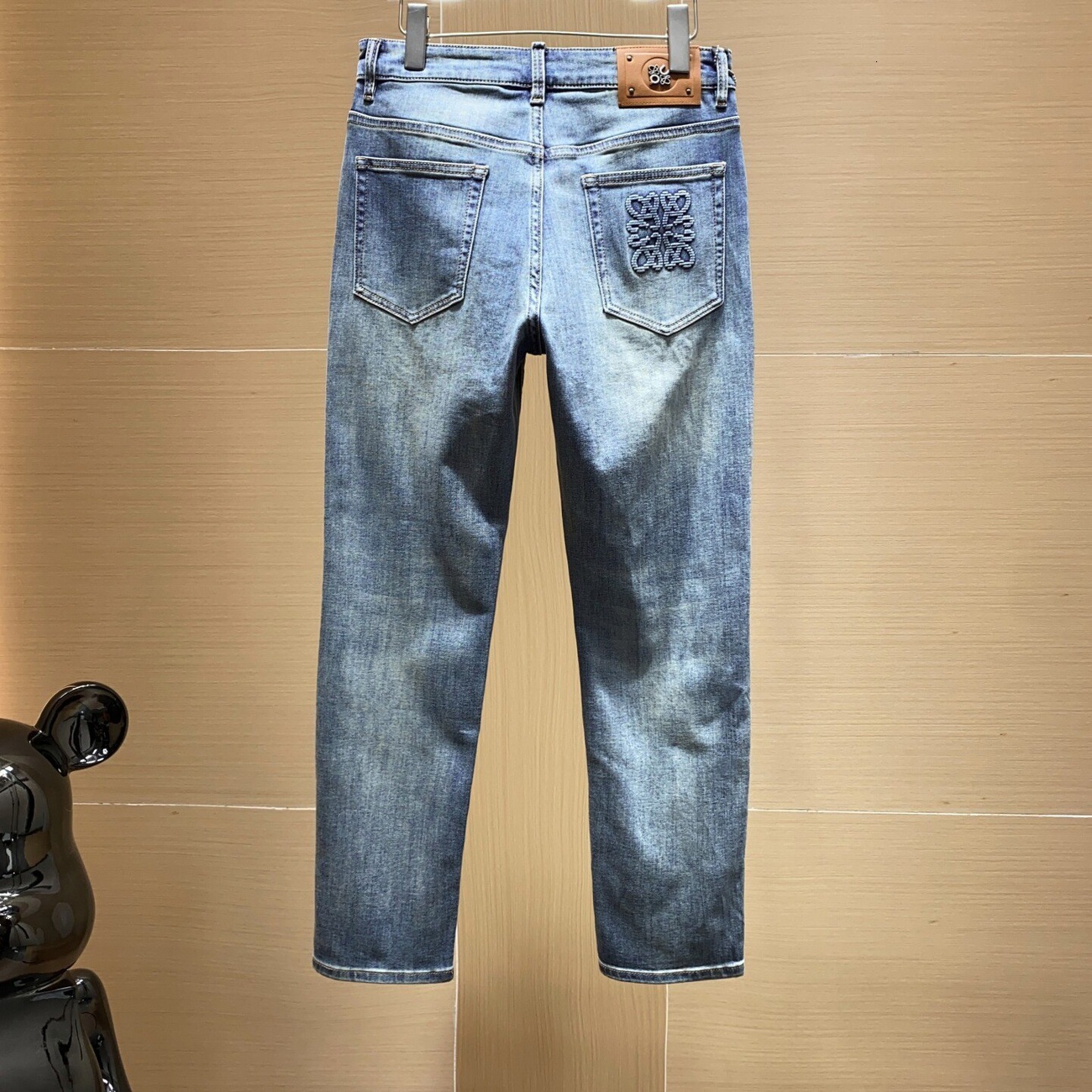 Men's high-end cropped pants, Korean-style washed slim straight jeans, European designer brand style