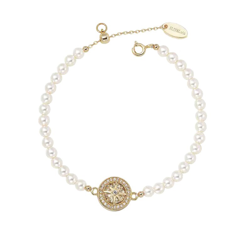 18k real gold plated zircon pearl beaded bracelet, light luxury high-end feel, unique design niche wristband jewelry - view 6