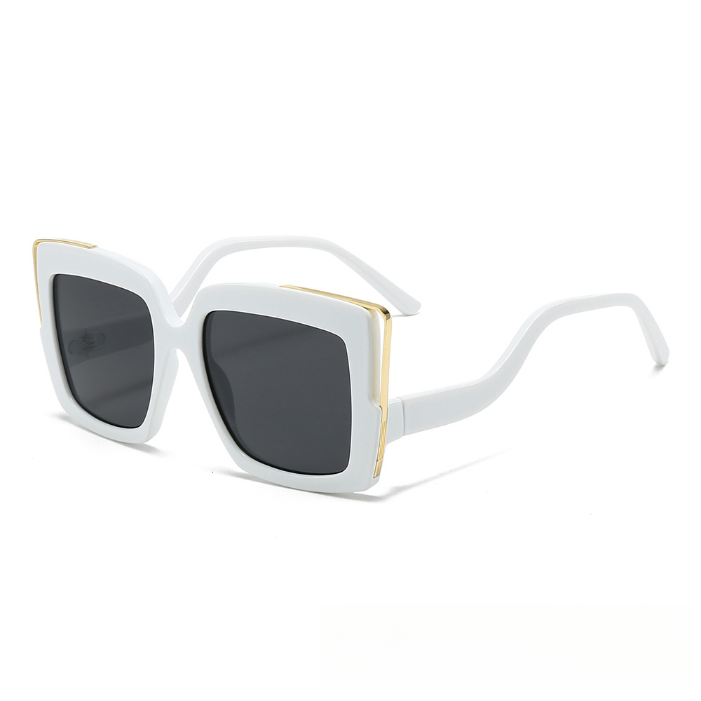 Model Designer Ladies' Personalized Bent-leg Square Frame Fashionable Street Photography Sunglasses For Outdoor Use, Black Trend, Sun Protection 