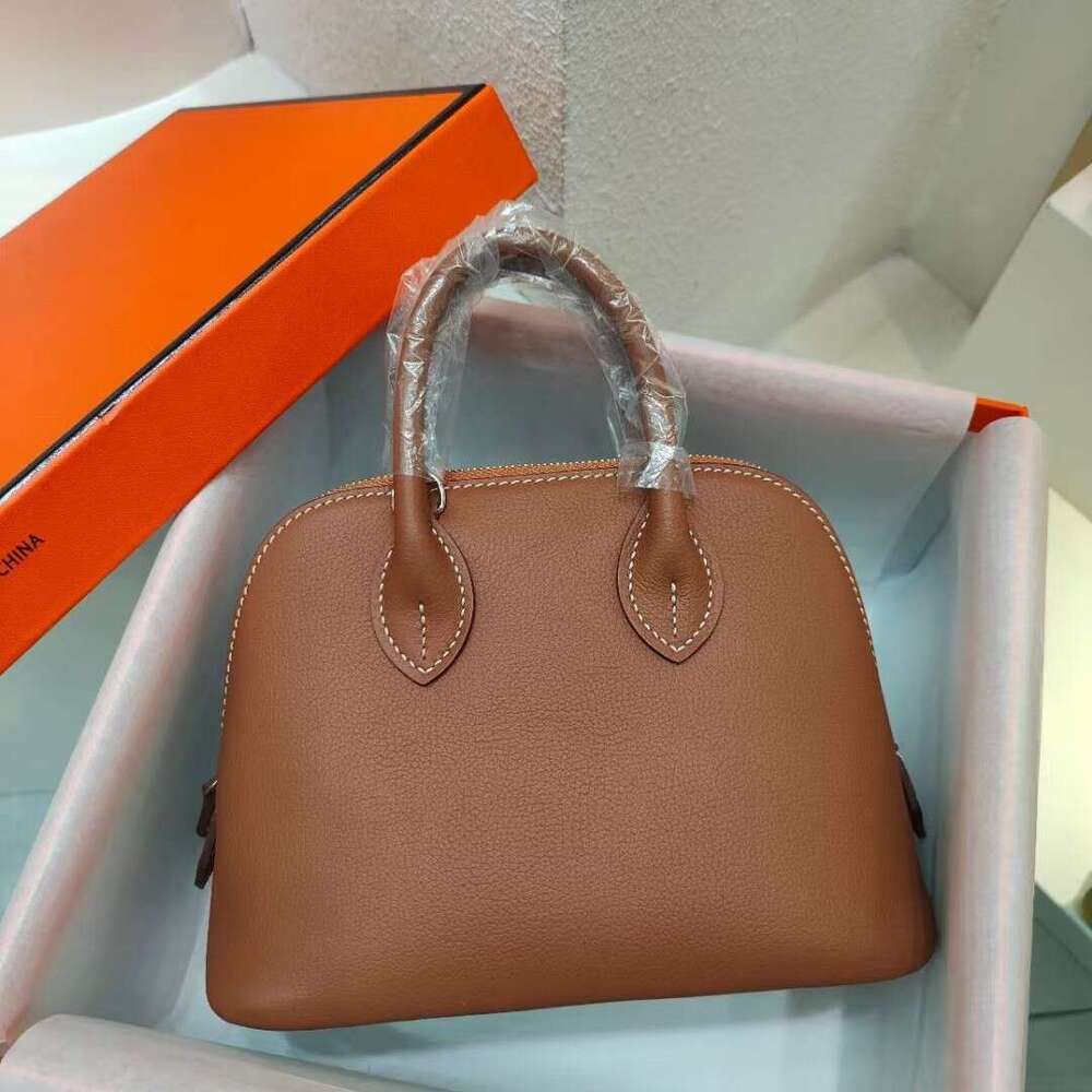 New Mini Bowling Made From Original Ev Leather High Quality Semi Handmade With Waxed Thread Crossbody Shell Bag SENYY