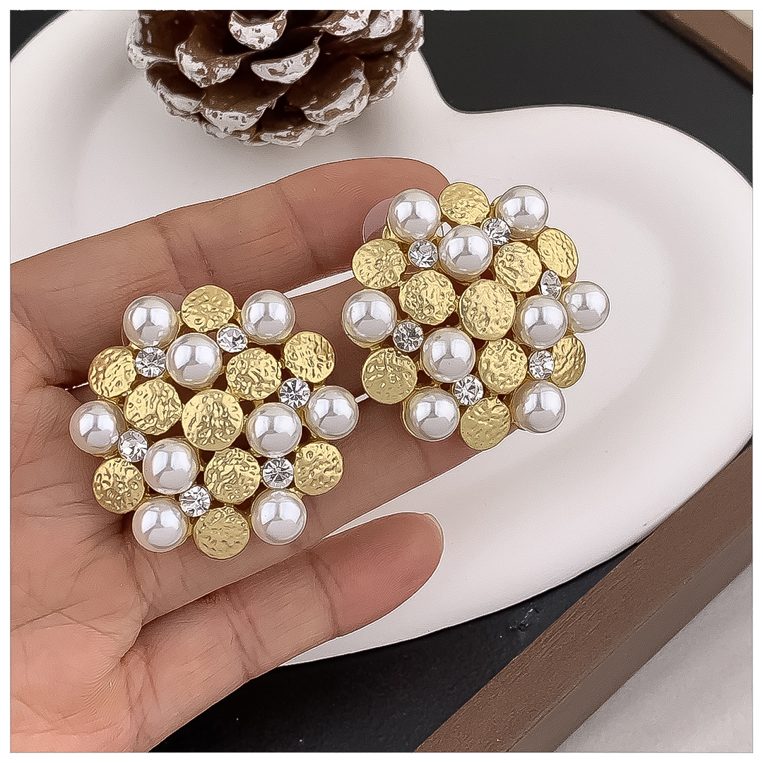 Designer Earrings Designer Earrings Women 18K Gold Plated Earring Vintage Molten Pearl Pave Stud Earrings Luxury Jewlery Designer for Women Elegant Gi