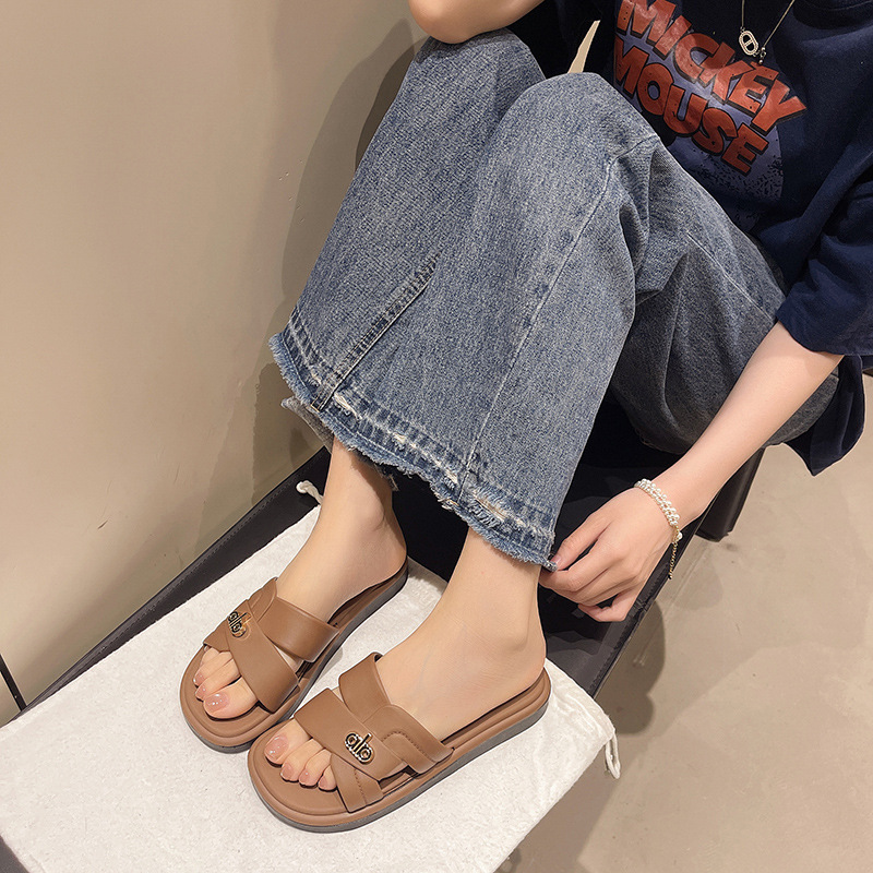designer slippers 2026 New Women's Flat Cross-Strap Flip Flops, Slip-On One-Strand Slides for Indoor & Outdoor, Non-Slip Versatile Beach Shoes fr - view 9
