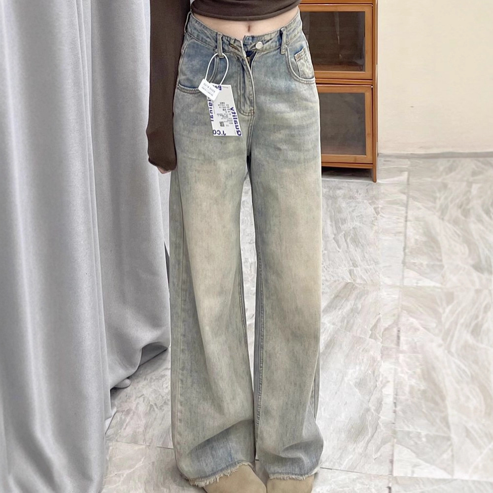 New High Waisted Wide Leg Designer Jeans For Women, Fashionable And Casual Daily Wear, Light Colored Straight Leg Pants For Outdoor Travel