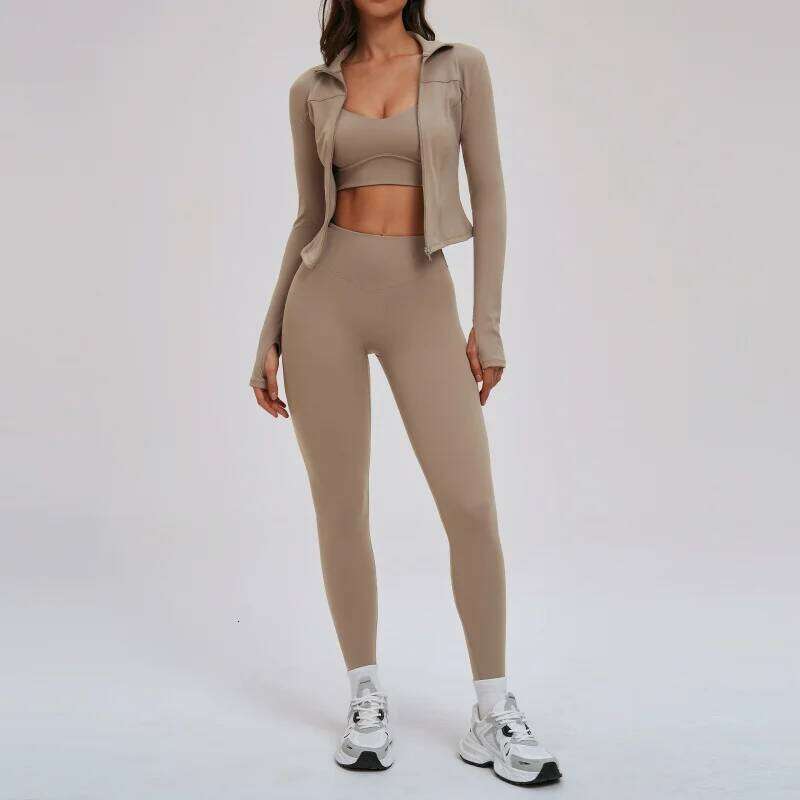 2/3 Pieces Set Women's Tracksuit Slim Fit Slimming Beauty Back Outdoor Fitness Clothing Running Sports Sportswear Woman Gym 26W0509
