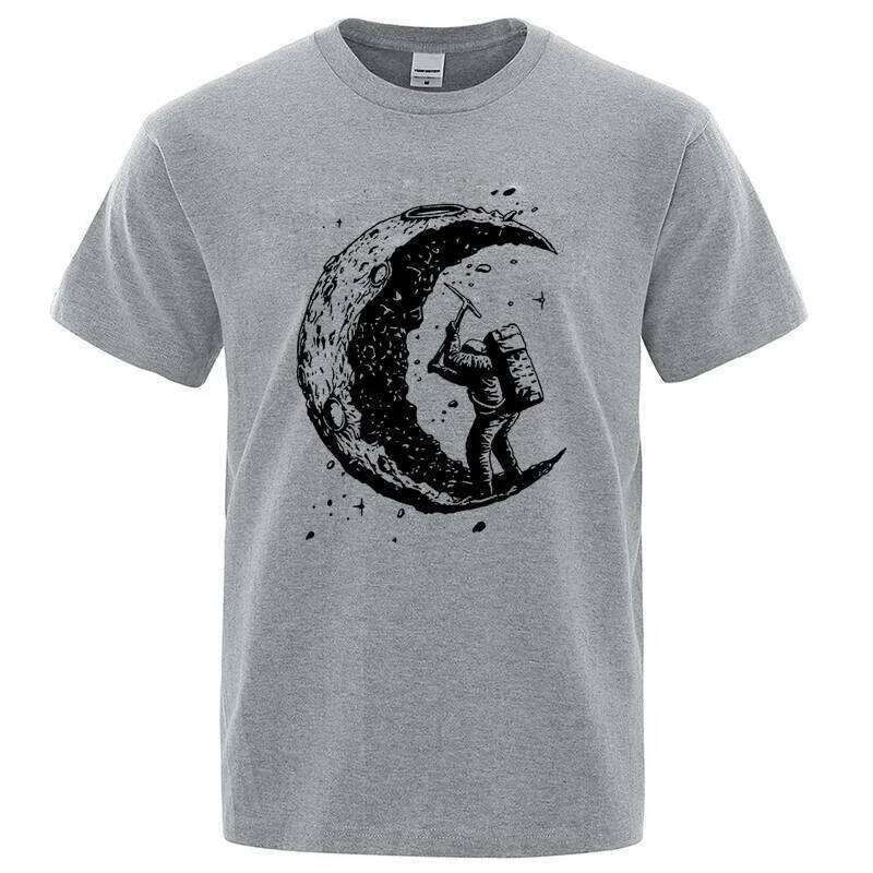 Men's High Quality 100% Cotton Moon Print Casual Summer Cool Short Sleeve Men Tshirt Loose t-shirt Shirts Male Tee Tops 26Y0509