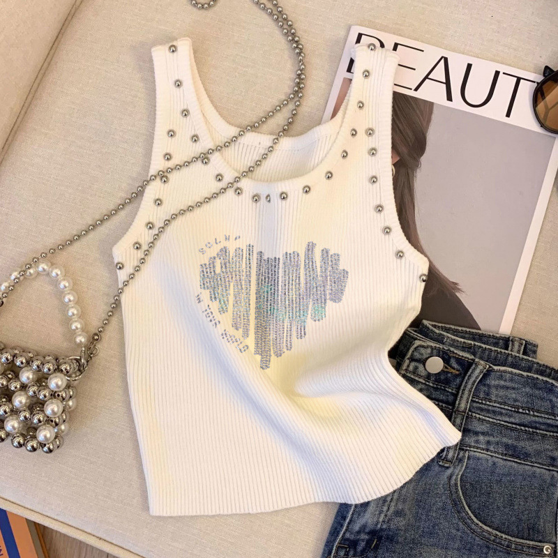 Love Print Designer Camisole Vest Fashionable And Sexy Summer Sleeveless Slim Fit Dopamine Commuting Beach Tight Fitting Versatile Slimming Top