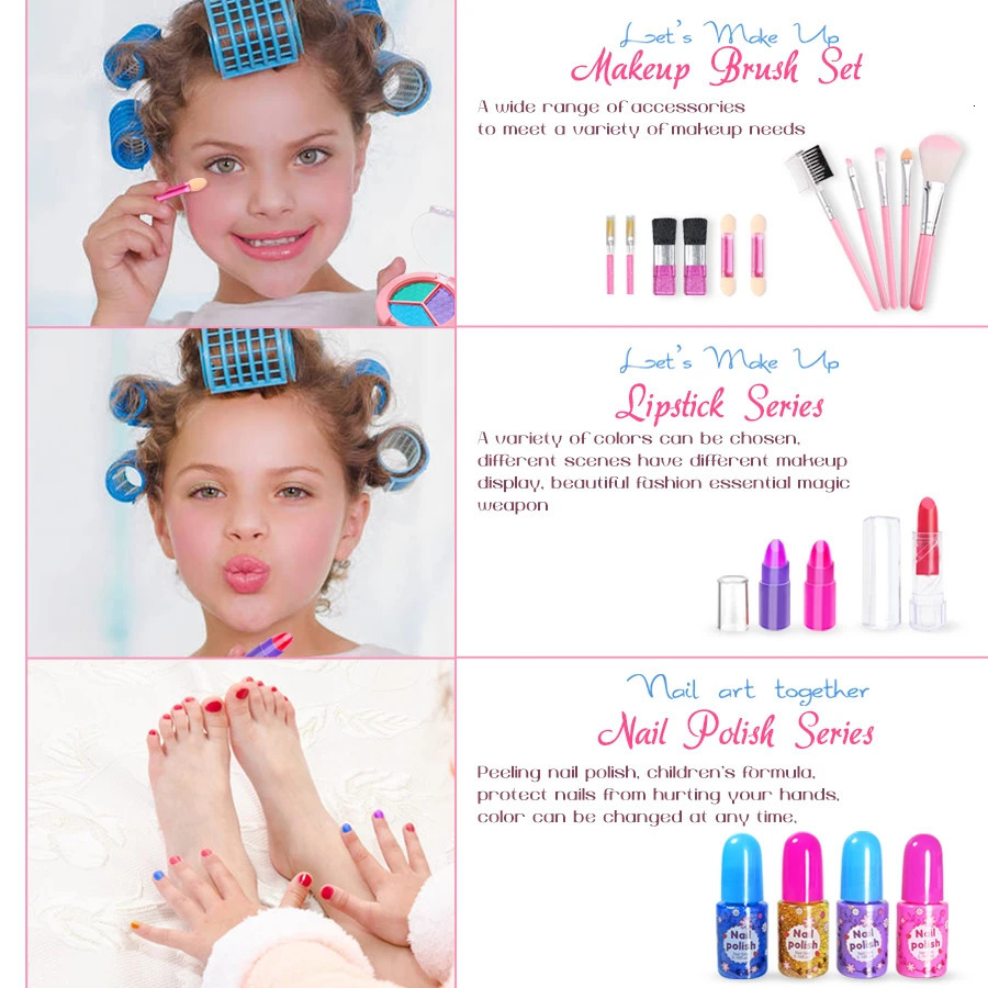 Kids Washable Makeup Girl Toys - Kids Makeup Kit for Girl Make Up Set Little Girls Makeup Kit for Toddler Kid Children Pr 260507