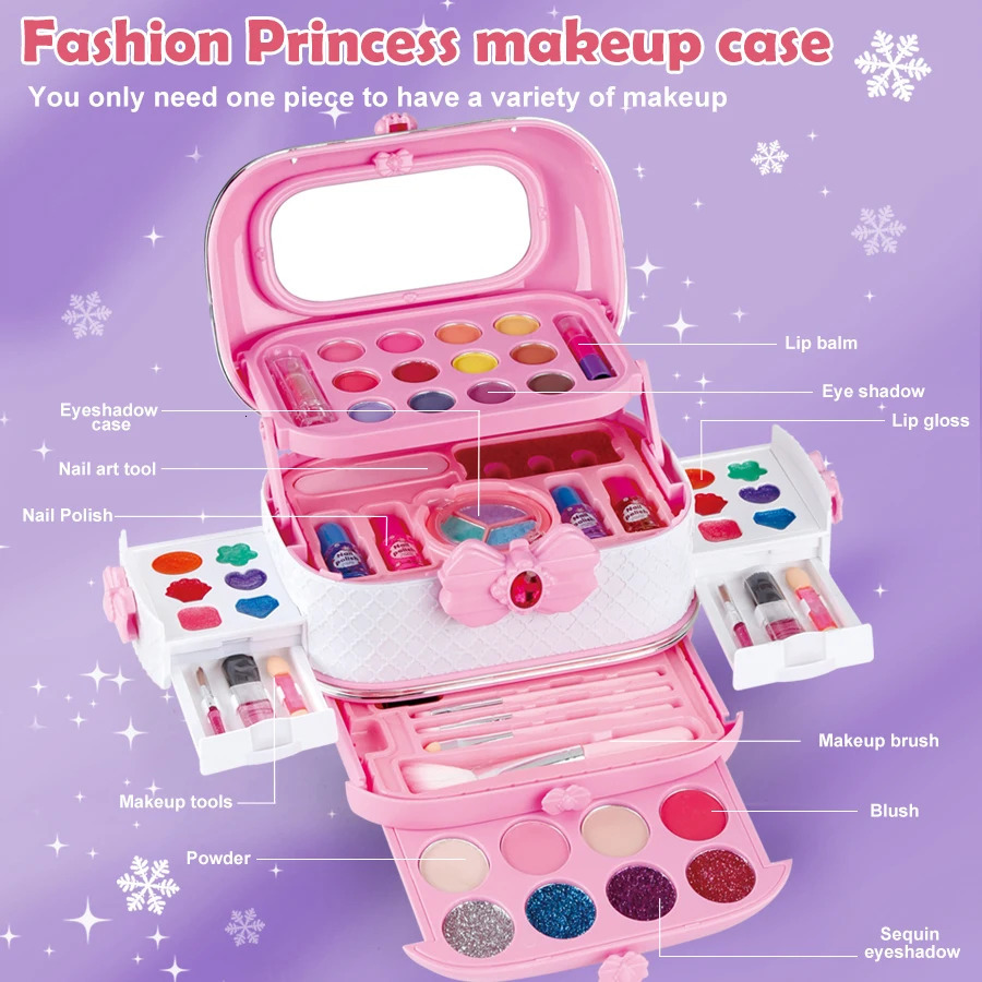 Kids Washable Makeup Girl Toys - Kids Makeup Kit for Girl Make Up Set Little Girls Makeup Kit for Toddler Kid Children Pr 260507