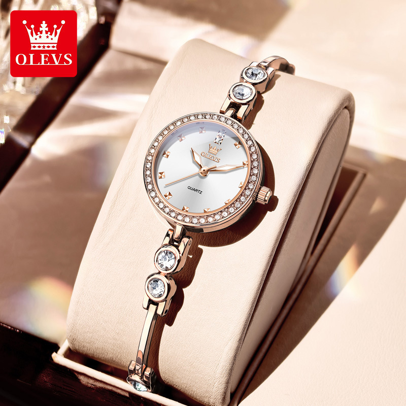 OLEVS Women's Brand Designer Watch New Fashion Gift Wedding Party Exquisite Diamond Strap Fashion Bracelet Women's Luxury One-piece Buckle P