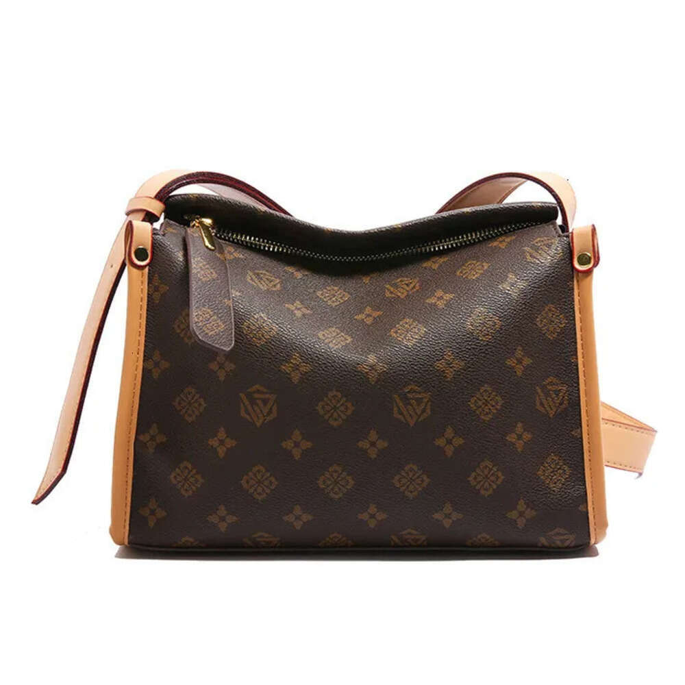 LORDLY KNACK Large Capacity Monogram Hobo Bag, Women's PU Leather Handbag with Detachable Strap, Spacious Work & Shopping Tote