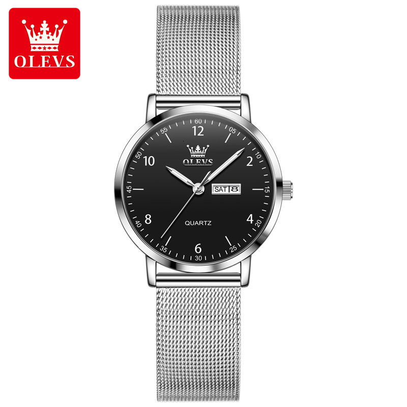 OLEVS Mesh Band Quartz Designer Watch Waterproof Luminous Minimalist Casual Fashion Ladies Wristwatch Slim Lightweight Daily Student Wear Elegant Tren