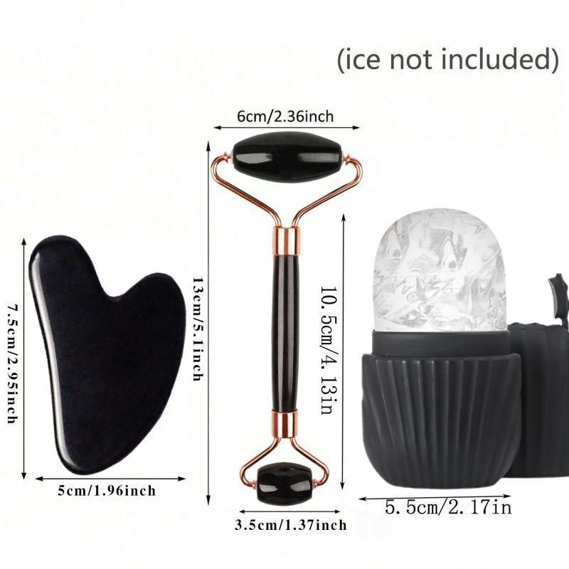 Ice Face Roller Facial Skincare Ice Roller Set Stainless Steel Facial Roller Gua Sha Face Tool Face Massage Roller Mold Cube 250812