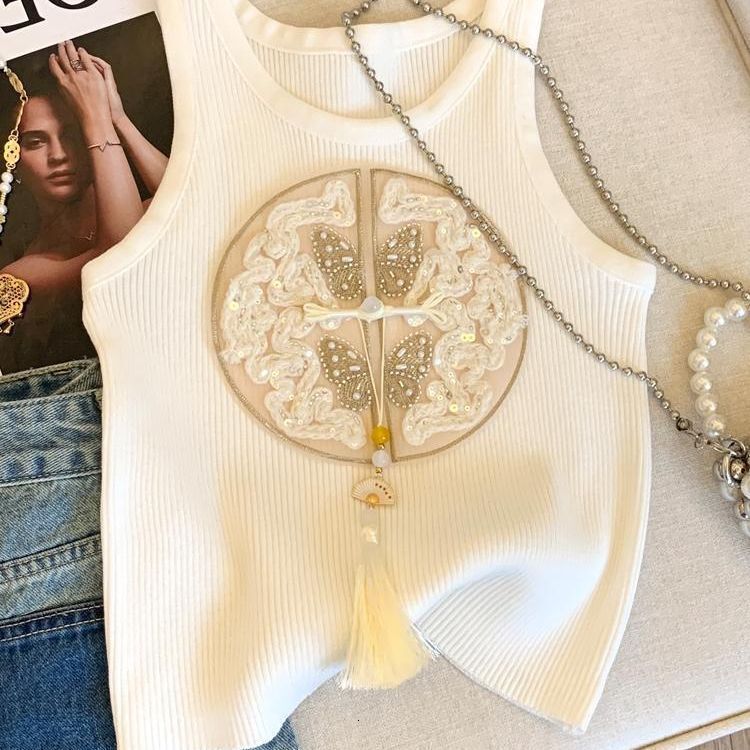 Large Size Women's Embroidered Camisole Designer Vest For 2026 Summer New Versatile Retro Fashion Casual Outdoor Temperament Sleeveless Top Trend