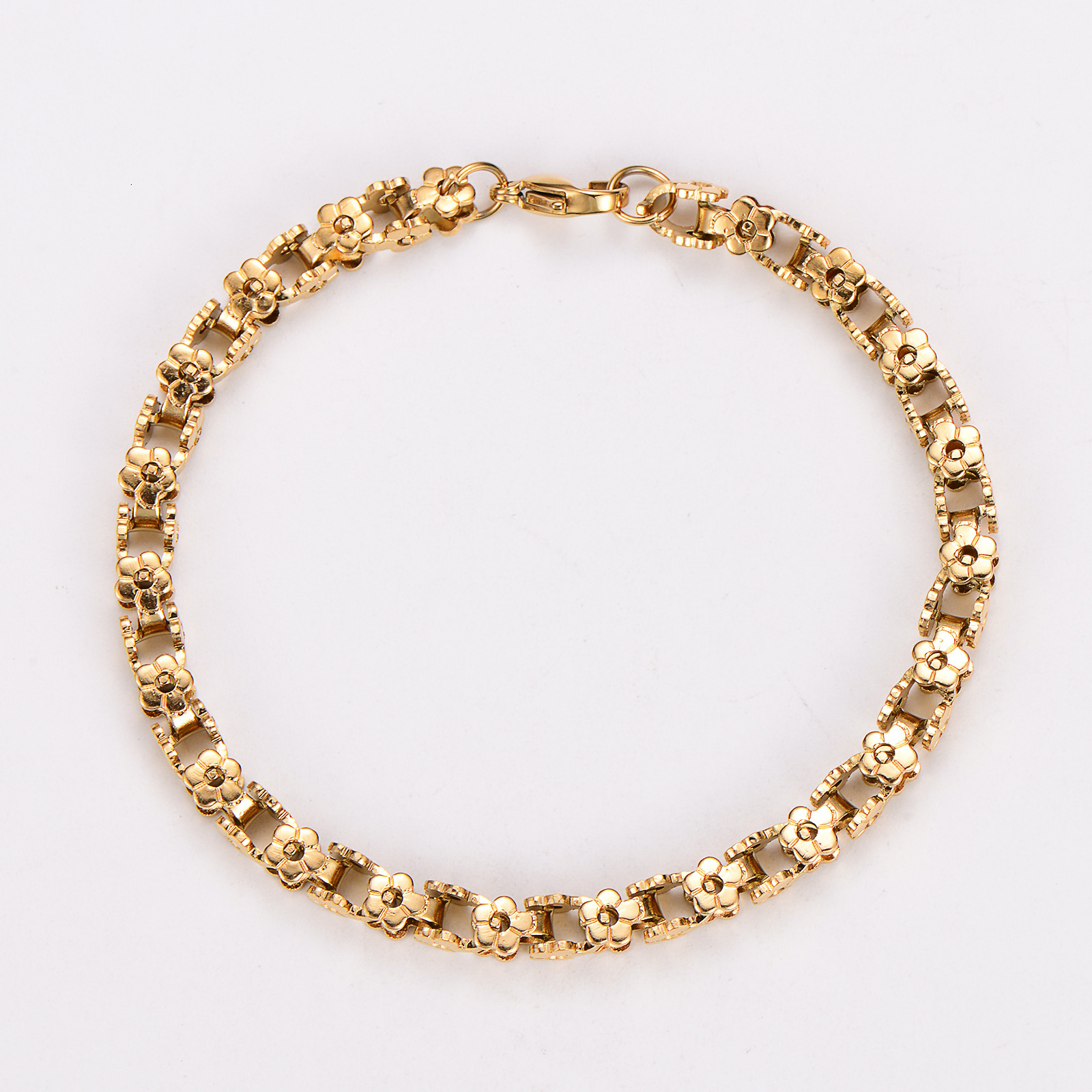 AML Fashionable Floral Woven Chain Exquisite 18K Gold Plated Stainless Steel Bracelet 251125