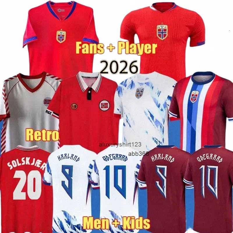 2026 World Cup Soccer Jersey Men Kids Haalands Odegaard STRAND sorloth BERG NUSA 24 25 26 SOLSKJAER 1998 2000 Vintage Norway Retro Football shirt kits