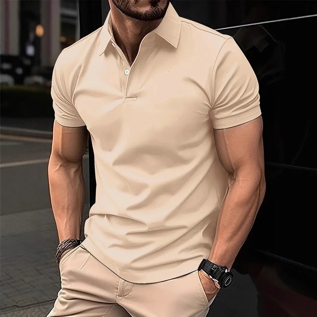 Summer Polo Shirt Digital 3D Print Solid Color Casual Mens Button Turn-Down Collar Short Sleeve 251218 - view 4