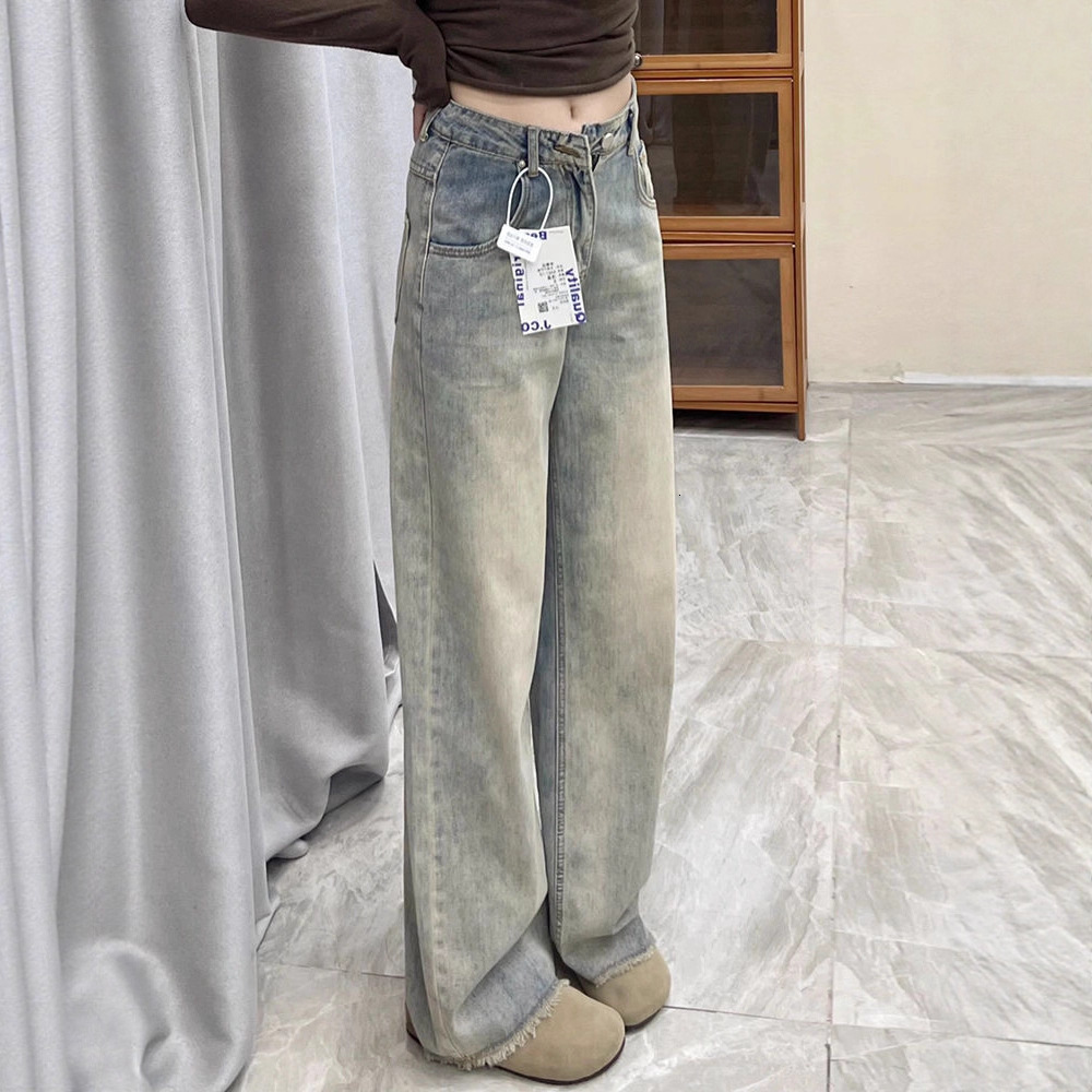 New High Waisted Wide Leg Designer Jeans For Women, Fashionable And Casual Daily Wear, Light Colored Straight Leg Pants For Outdoor Travel