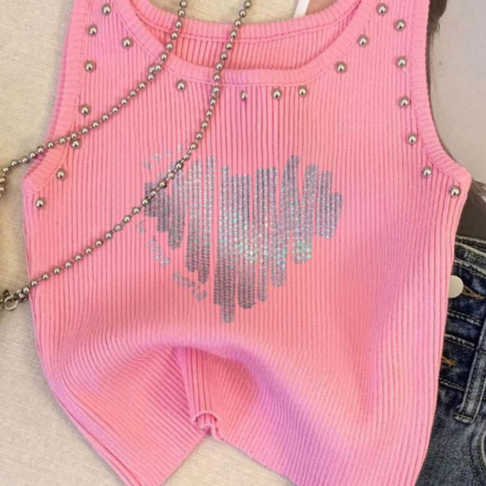 Love Print Designer Camisole Vest Fashionable And Sexy Summer Sleeveless Slim Fit Dopamine Commuting Beach Tight Fitting Versatile Slimming Top