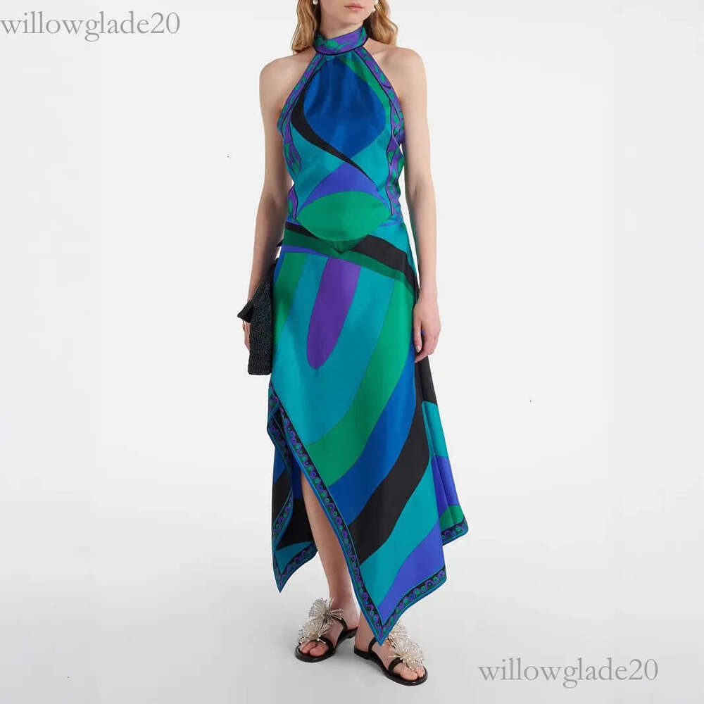 pucciswimsuit Fashion Sexy Dress puccily swimsuits Backless Vest Halter Skirt Set Summer Vacation Beach Wear Ladies pu bikini Dresses Sets 9c1 Z260523