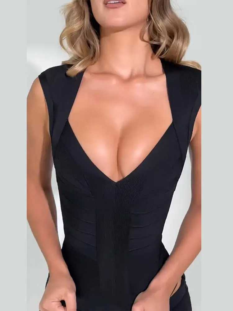 Kint Top Womens Bandage Tank Tops Deep V-Neck Sleeveless Ribbed Form-Fitting Club Wearing Sexy Slim Party Wear Woman ClothesT260509