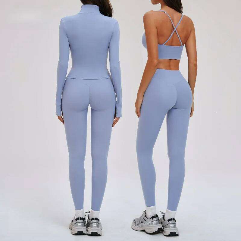 2/3 Pieces Set Women's Tracksuit Slim Fit Slimming Beauty Back Outdoor Fitness Clothing Running Sports Sportswear Woman Gym 26W0509