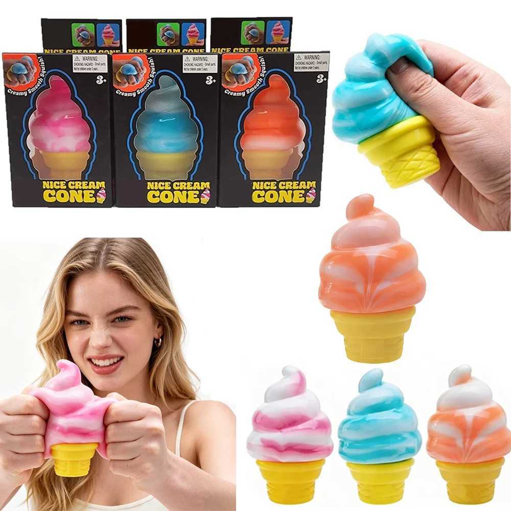 Hot Needoh Ice Cream Cone Squishy Toy TPR Soft Elastic Decompression Ball Stress Relief Fidget Toy for Adults Kids L260509