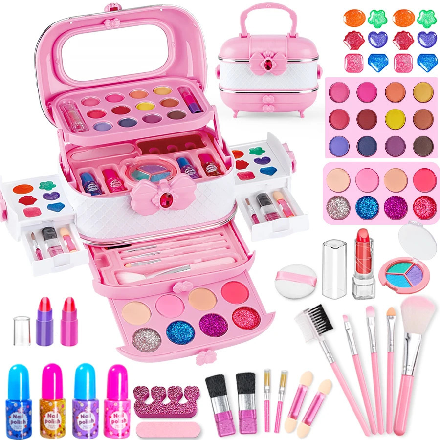 Kids Washable Makeup Girl Toys - Kids Makeup Kit for Girl Make Up Set Little Girls Makeup Kit for Toddler Kid Children Pr 260507