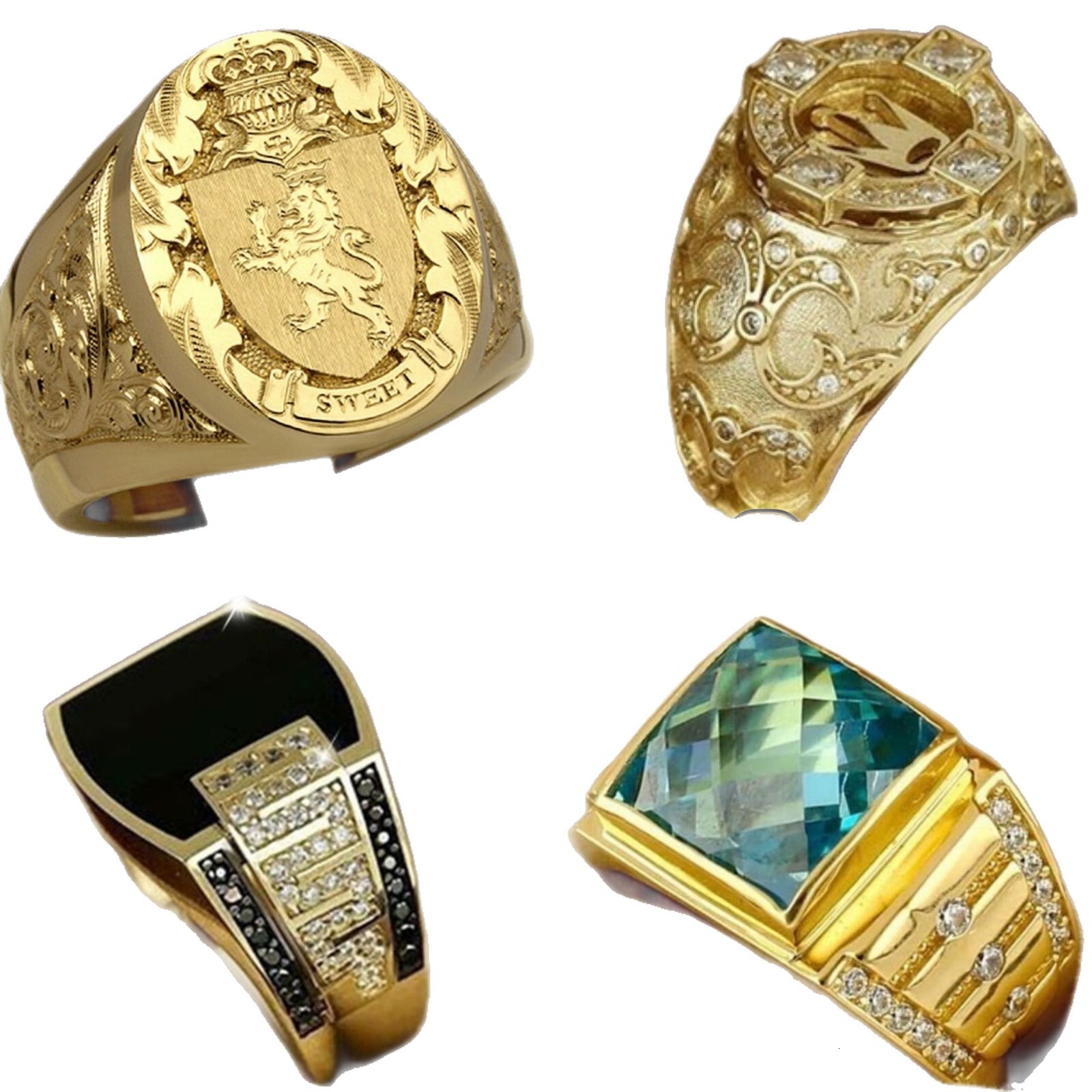 Ring Set For Men Gold Luxury Wide Style Polished Metal Light Luxury Fashion Ring Daily Accessories