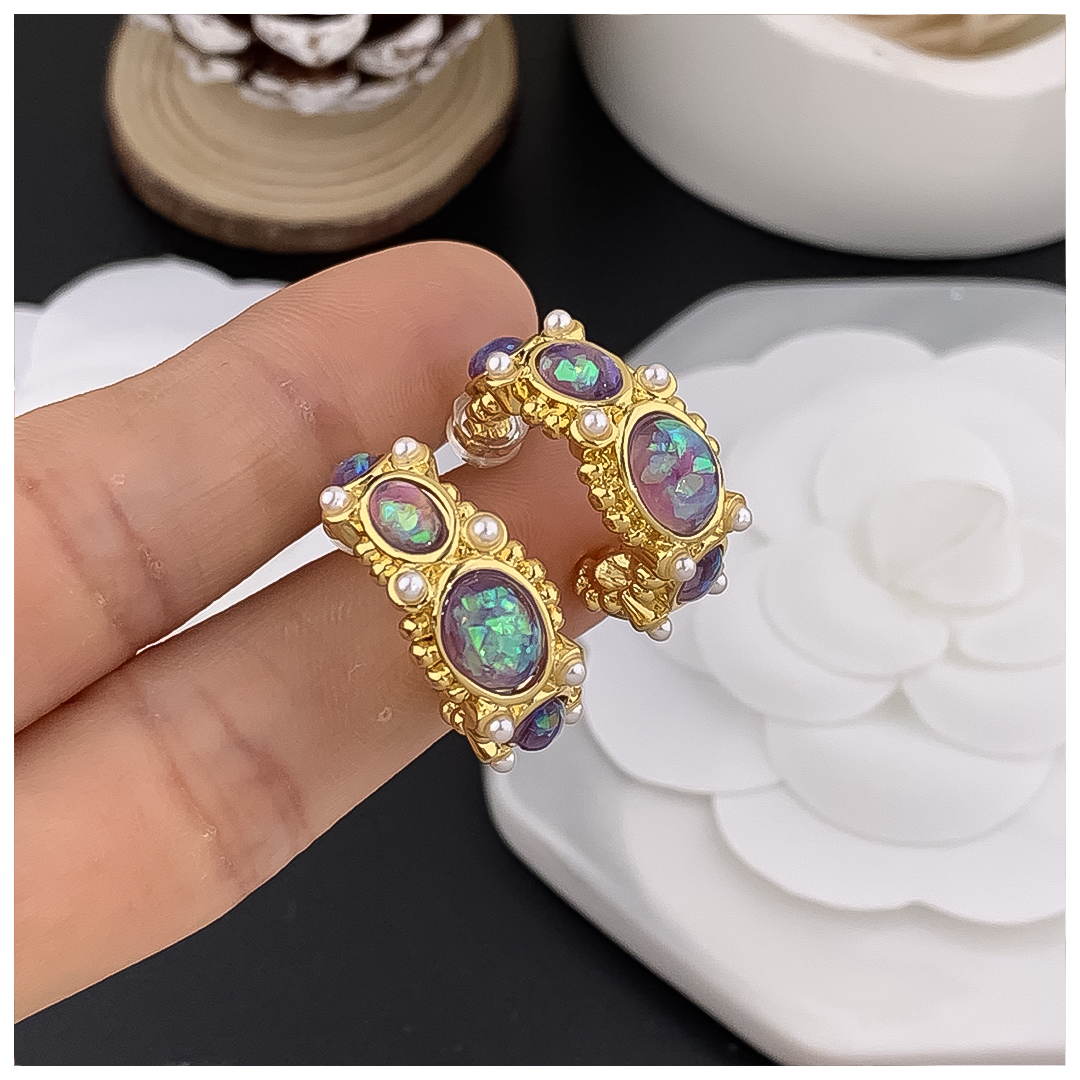 Designer Earrings Women 18K Gold Plated Earring Retro C Shape Glass Pearl Hoop Earrings Luxury Jewlery Designer for Women Timeless Free Shipping Buy O