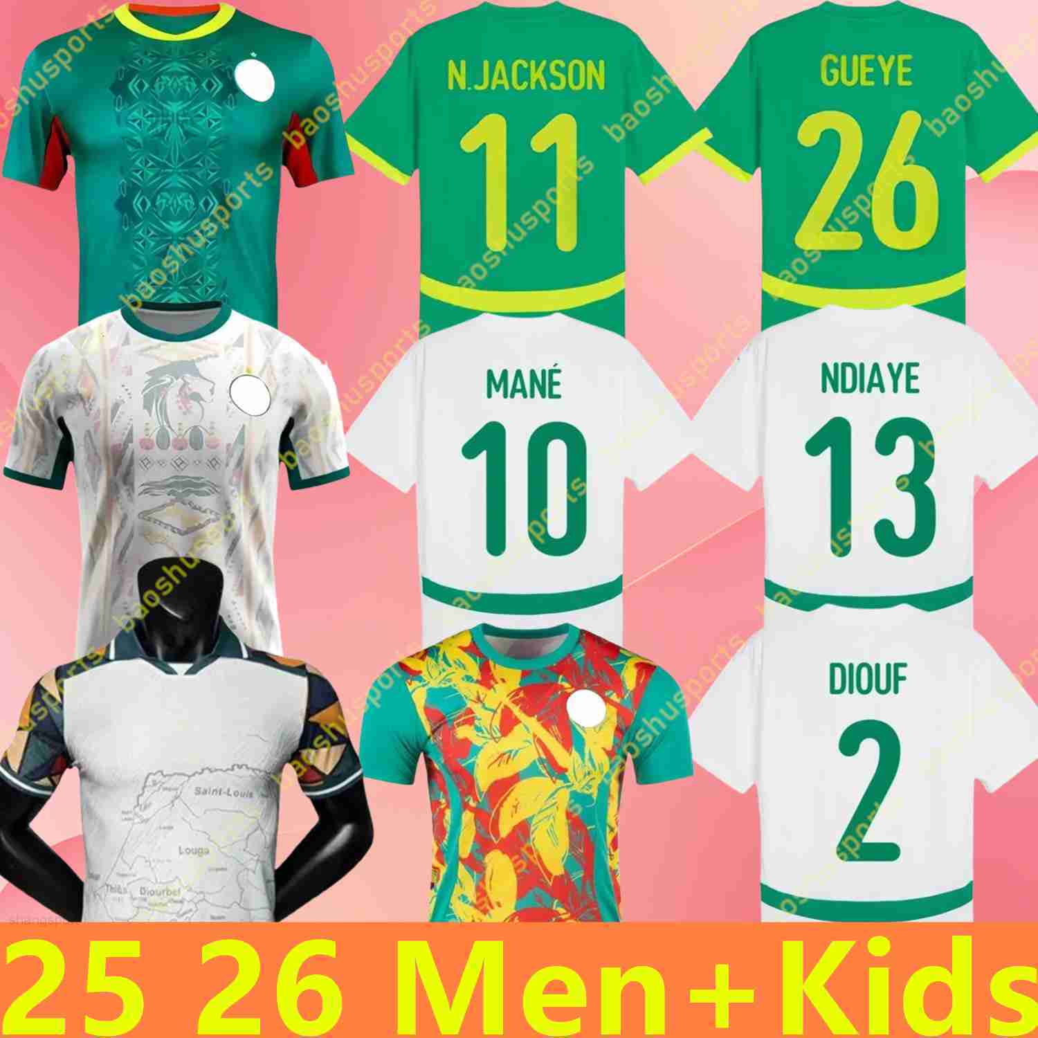 Senegal 26 27 Soccer Jerseys 2026 2027 National Team SARR PMSARR NJACKSON DIALLO SABALY NDIAYE MANE KOULIBALY DIATTA Top Kid Kit Football Shirts world