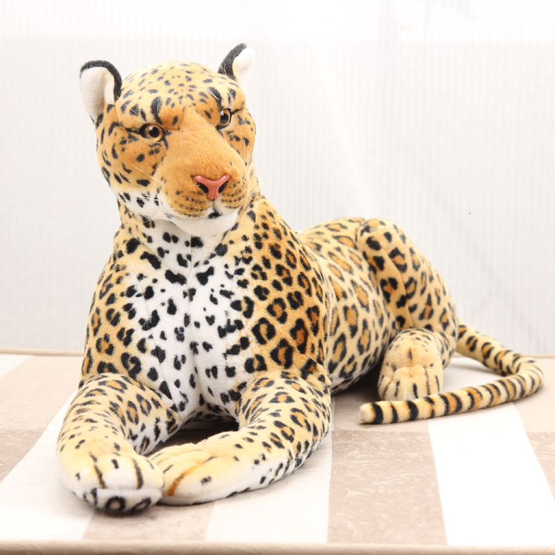 Length Real Life Animal Leopard Toy Doll Soft Plush Simulation Lying Leopard Gift for Boys Juguetes Brinquedos Home Decor LJ201126