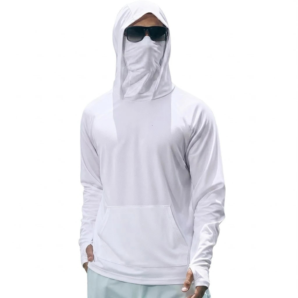 Mens UPF50 Long Sleeve Hooded Tee Summer Quick Dry Sun Protection Tops and Ice Silk Casual Shirts for Running Outdoor Sports 260509 - view 3