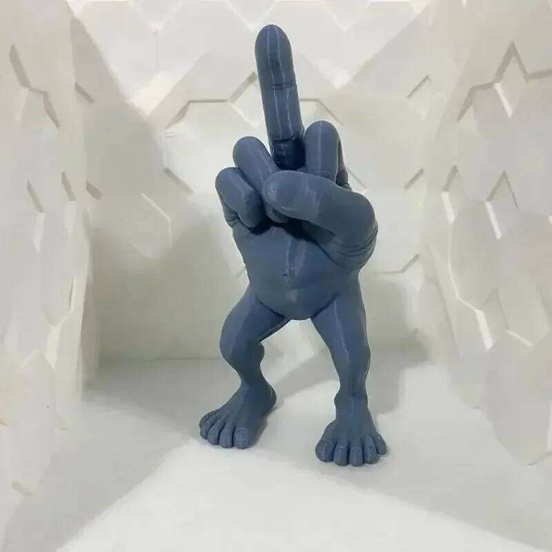 3d Printed Desktop Decorations Middle Finger with Legs Car Home Office Desk Statue Decoration Ornament Funny Gag Gifts 26L0509 - view 3