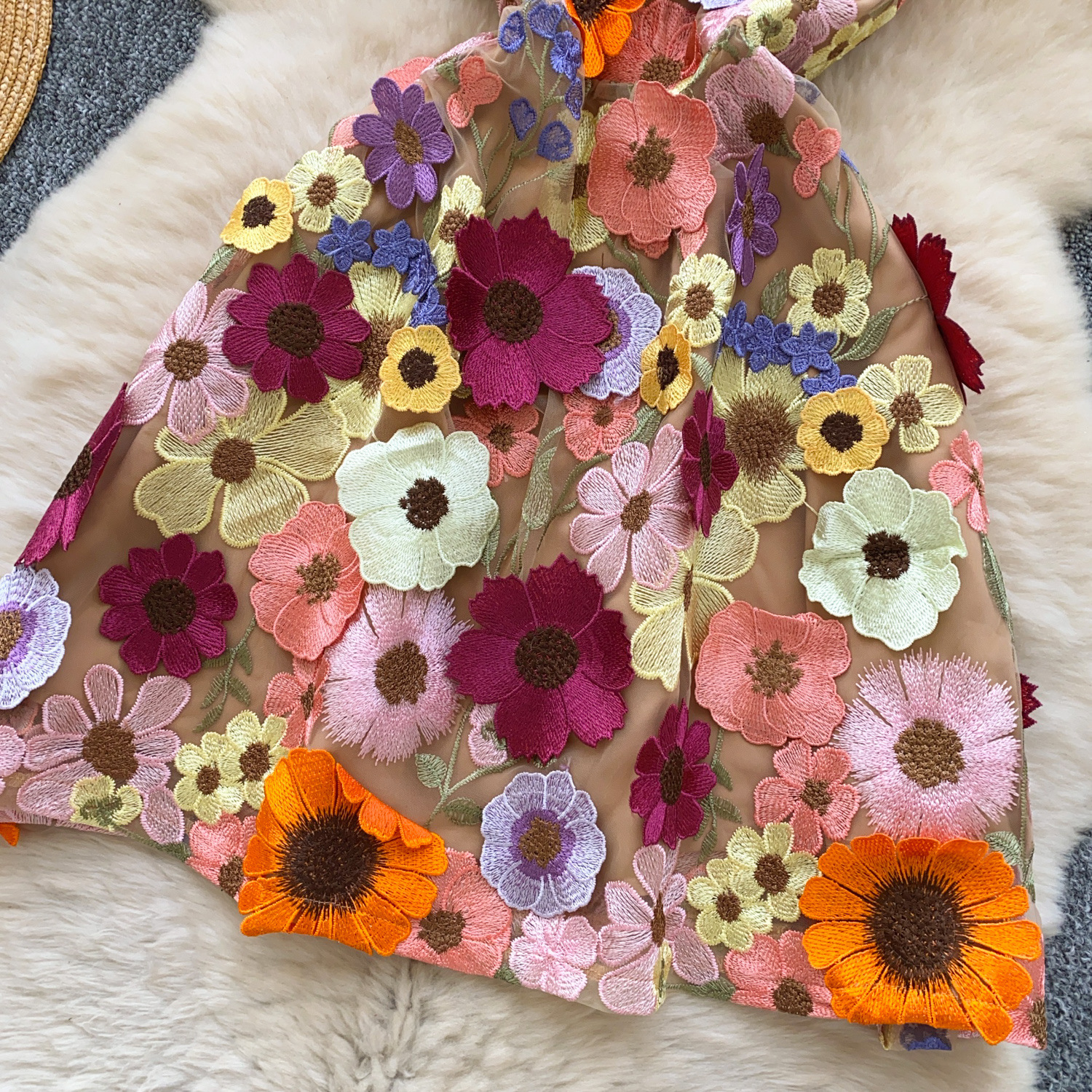 Floral Embroidery Tulle Cami Dress A Line Slim Fit Mini Dress for Women 2025 Summer French Style Party Casual Beach Vacation Outfit Bohemian Inspired 
