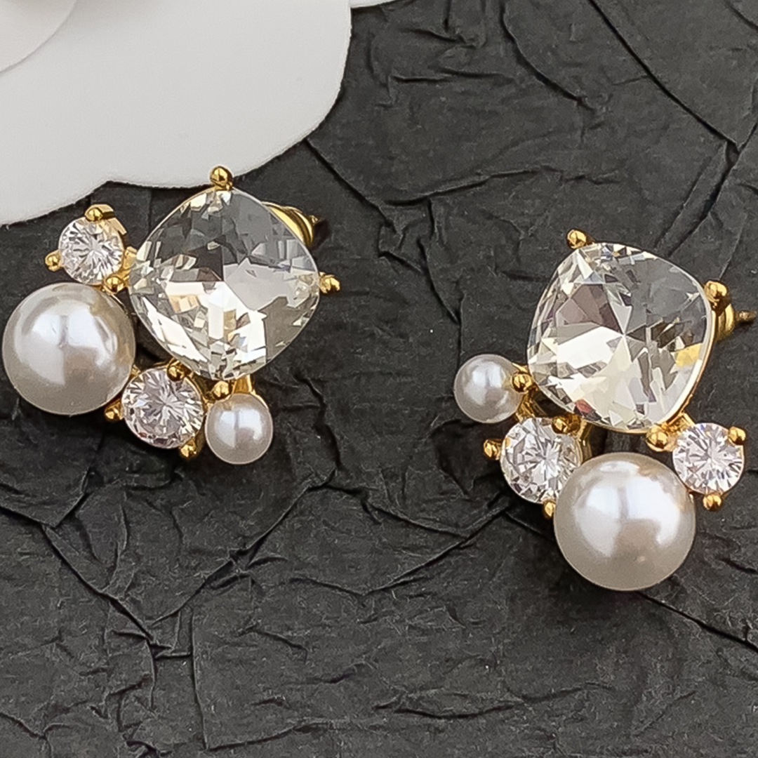Designer Earrings Women 18K Gold Plated Earring Diamond Pearl Earrings Luxury Jewlery Designer for Women Sparkling Premium Free Shipping Buy One Get O