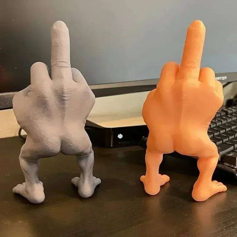 3d Printed Desktop Decorations Middle Finger with Legs Car Home Office Desk Statue Decoration Ornament Funny Gag Gifts 26L0509