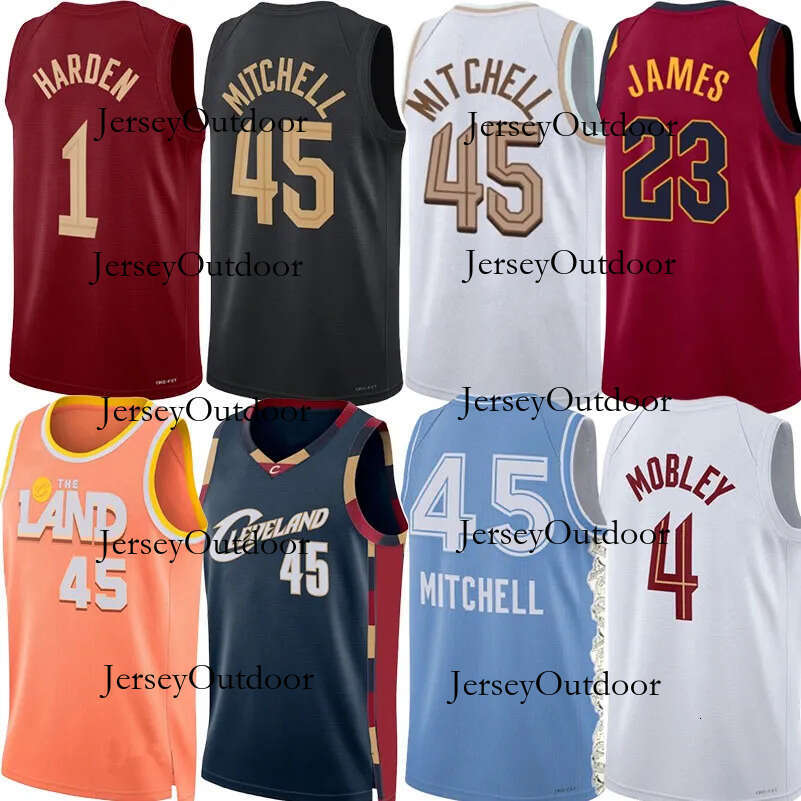 Harden Cavs CLE Cavalier Basketball Jerseys Donovan Mitchell Evan Mobley Keon Ellis Max Strus Jarrett Allen Dennis Schroder James City Custom Jersey