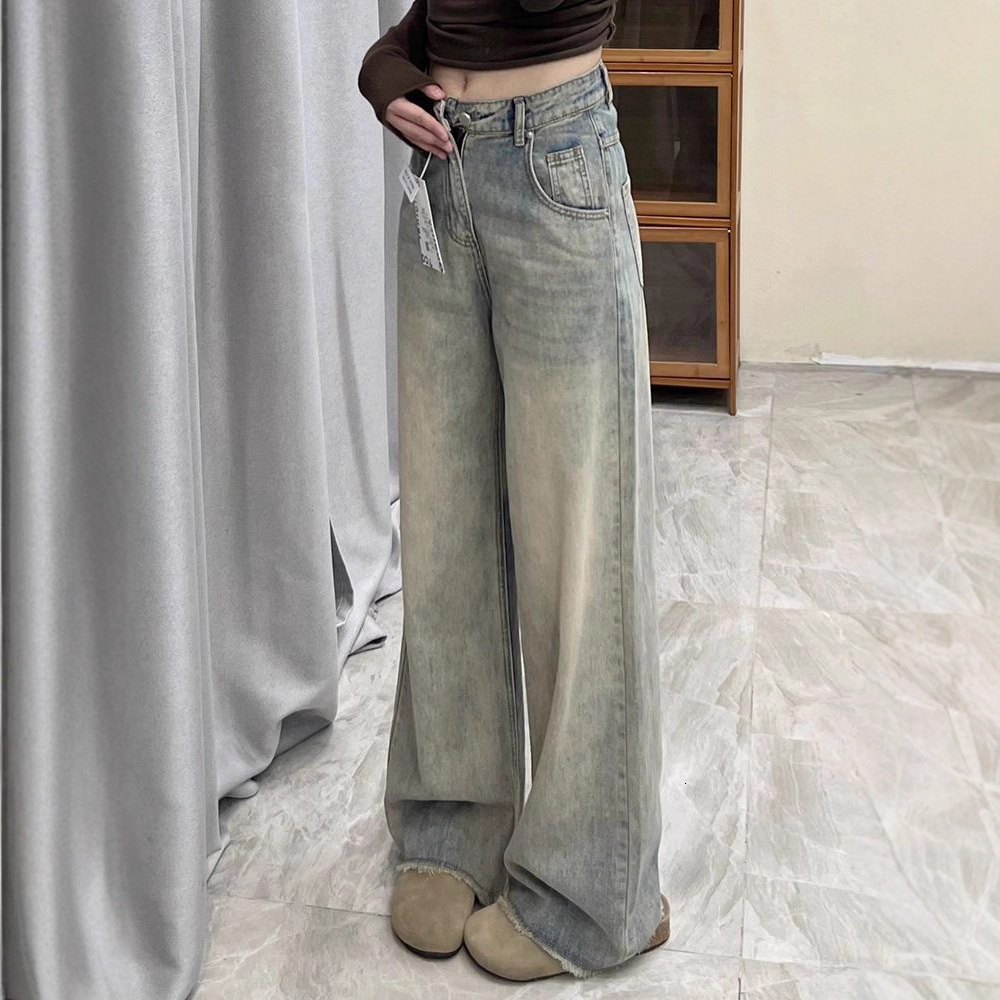 New High Waisted Wide Leg Designer Jeans For Women, Fashionable And Casual Daily Wear, Light Colored Straight Leg Pants For Outdoor Travel