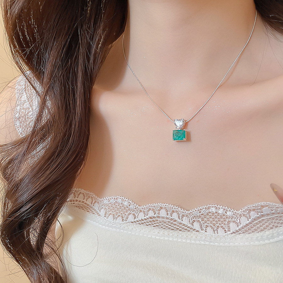 Zircon Square Bow Earrings Necklace Set, Light Luxury, High-end, Exquisite and Elegant Jewelry for Women - view 5