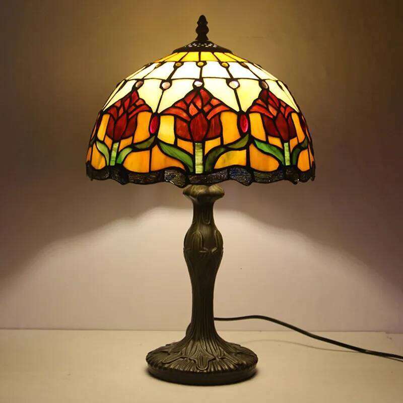 Tiffany Series New European Style LED Living Dining Room Bedroom Bedside Desk Tulip Decorative Table Lamp E27 AC110V 220V S260508 - view 6