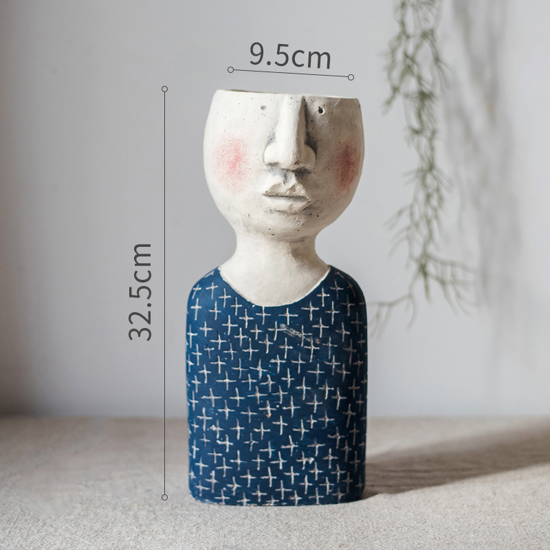 Art Portrait Flower Pot Vase Sculpture Resin Human Face Family Planters Flower Pot Garden Storage Flower Arrangement Home Decors Y200723