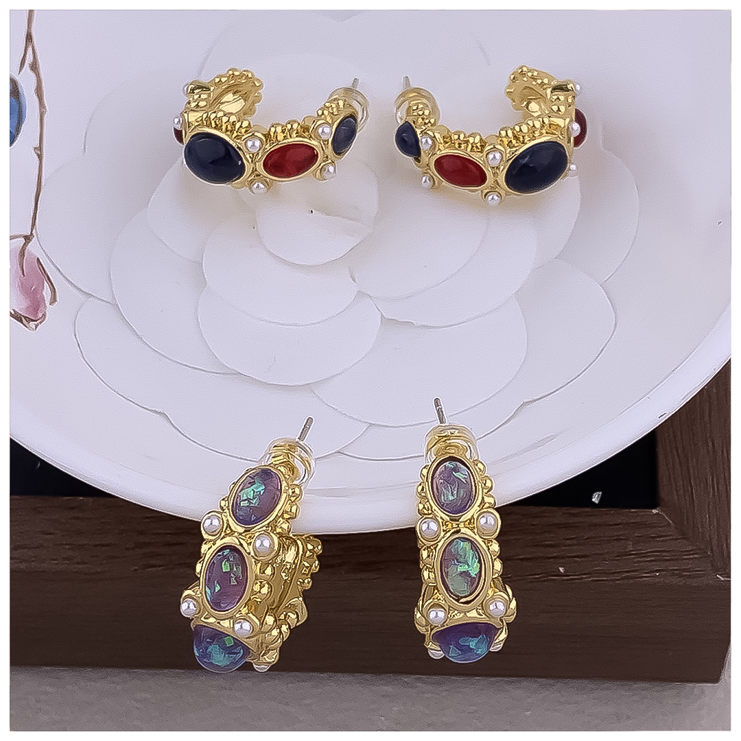 Designer Earrings Women 18K Gold Plated Earring Retro C Shape Glass Pearl Hoop Earrings Luxury Jewlery Designer for Women Timeless Free Shipping Buy O