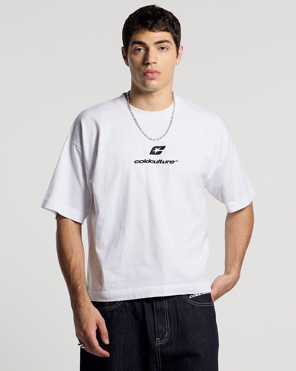 COLD Boxy Men Tee T shirts Y2K Oversize Boys Clothing Tees Cotton TOPS