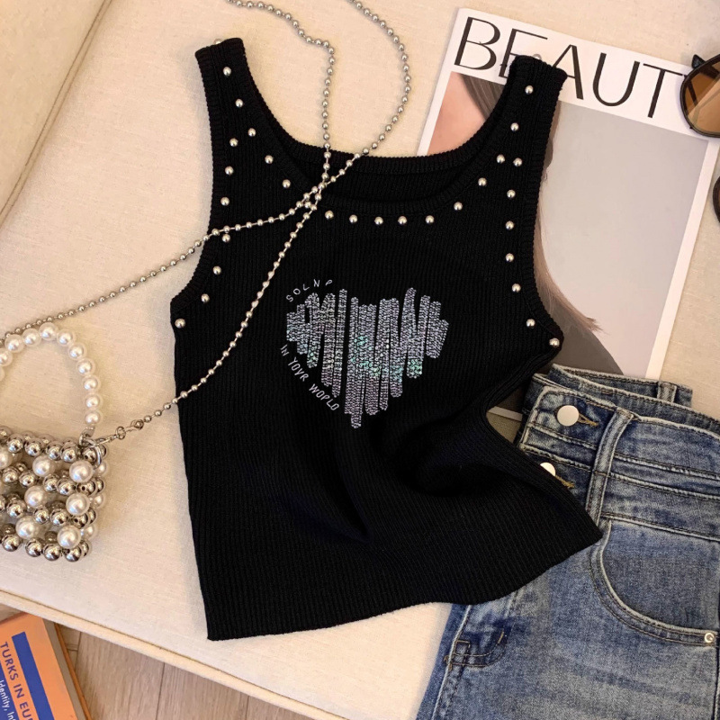 Love Print Designer Camisole Vest Fashionable And Sexy Summer Sleeveless Slim Fit Dopamine Commuting Beach Tight Fitting Versatile Slimming Top