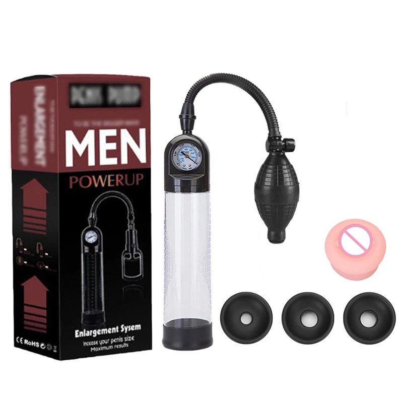 Men's Manual Vacuum Penis Pump, Enlargement Trainer Masturbator, Male Adult Sex Toy
