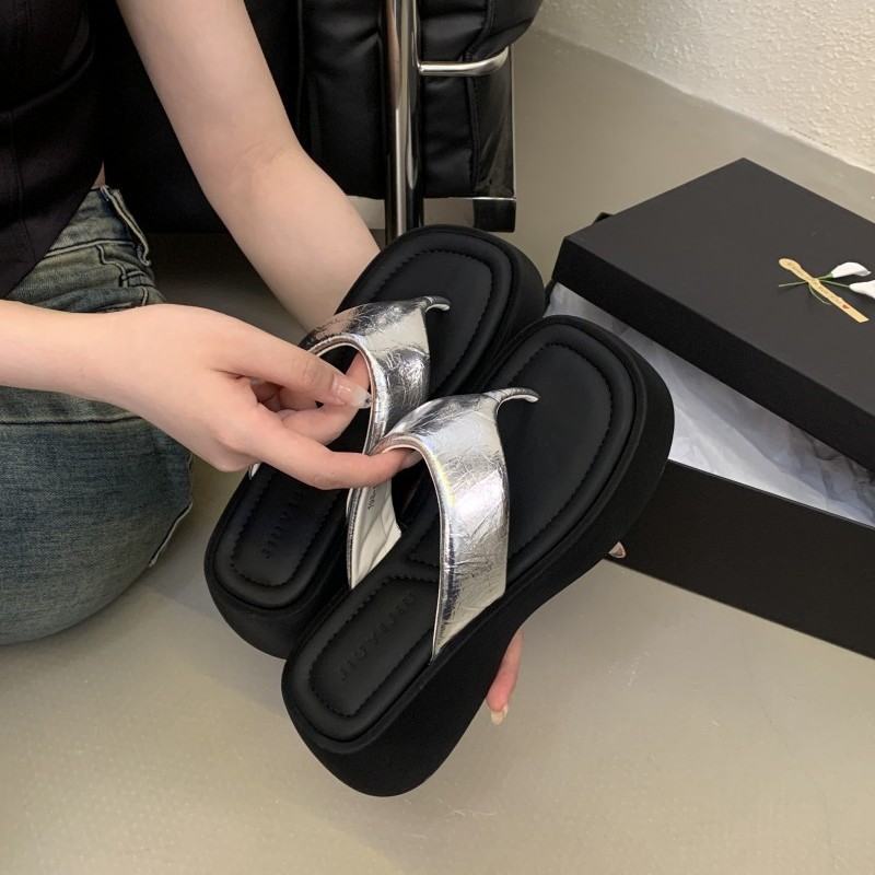 Women Summer Platform Sandals Thong Toe Post Casual Beach Wedge Shoes